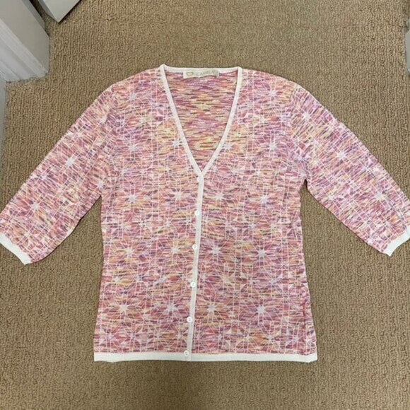 Vintage Camela Geometric Sunset Cardigan Pink - Picture 6 of 11